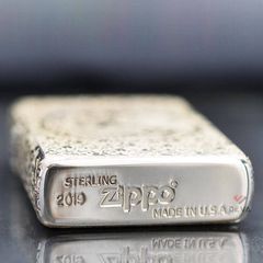 Zippo Bạc Khối Khắc Hoa Văn Rồng Phượng BK47