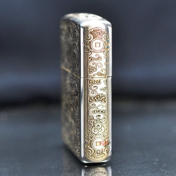 Zippo Bạc Khối Khắc Kỳ Lân Các Mặt BK08