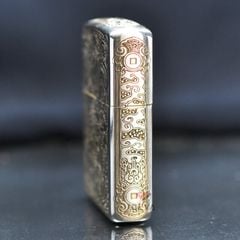 Zippo Bạc Khối Khắc Kỳ Lân Các Mặt BK08