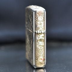 Zippo Bạc Khối Khắc Kỳ Lân Các Mặt BK08