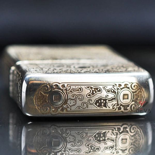 Zippo Bạc Khối Khắc Kỳ Lân Các Mặt BK08