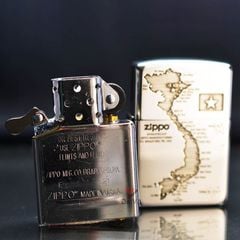 Zippo Bạc Khối Khắc Bản Đồ Việt Nam BK75