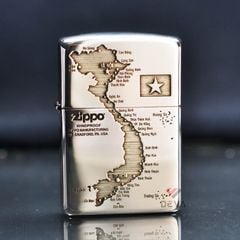 Zippo Bạc Khối Khắc Bản Đồ Việt Nam BK75