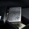 Zippo Bạc Xước Cổ Điển In Hình Cỏ 4 Lá May Mắn Z08