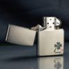 Zippo Bạc Xước Cổ Điển In Hình Cỏ 4 Lá May Mắn Z08