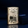 Zippo Vàng Xước Khắc Laser Cờ Mỹ ZK02