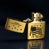 Zippo Vàng Xước Khắc Laser Cờ Mỹ ZK02