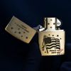 Zippo Vàng Xước Khắc Laser Cờ Mỹ ZK02