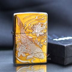 Zippo Khắc Sâu Cá Chép Trong Đầm Sen ZK115