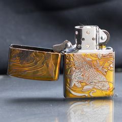 Zippo Khắc Sâu Cá Chép Trong Đầm Sen ZK115