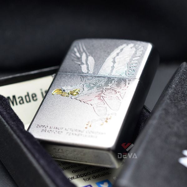 Zippo Mạ Satin Khắc Hình Đại Bàng Cách Điệu Eagle Z41