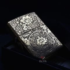 Zippo Vàng Khắc Nổi Hoa Mẫu Đơn ZK60