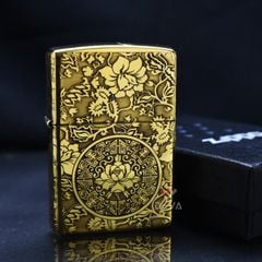 Zippo Vàng Khắc Nổi Hoa Mẫu Đơn ZK60