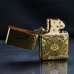 Zippo Vàng Khắc Nổi Hoa Mẫu Đơn ZK60