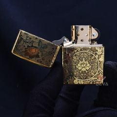 Zippo Vàng Khắc Nổi Hoa Mẫu Đơn ZK60