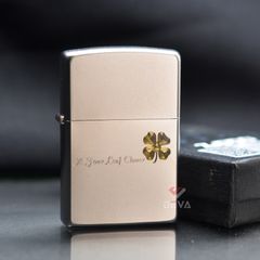 Zippo Satin Khắc Nổi Cỏ 4 Lá ZK81
