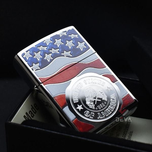 Zippo Sơn Con Tem Cờ Mỹ America Stamp On Flag Z146