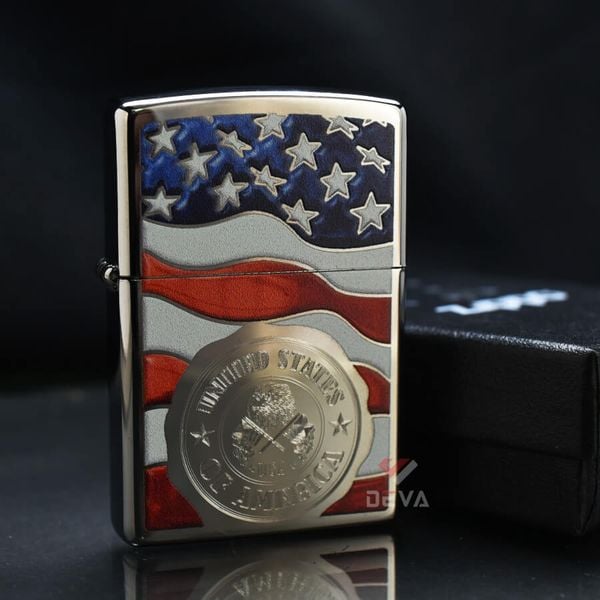 Zippo Sơn Con Tem Cờ Mỹ America Stamp On Flag Z146