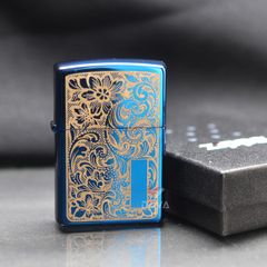 Zippo Xanh Sapphire Khắc CNC Hoa Văn Vennetian ZK67