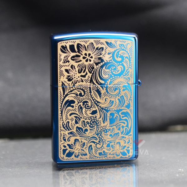 Zippo Xanh Sapphire Khắc CNC Hoa Văn Vennetian ZK67
