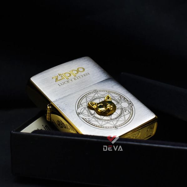 Zippo Ốp Tượng Chú Mèo May Mắn Lucky Kitten ZN23