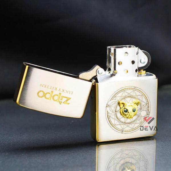 Zippo Ốp Tượng Chú Mèo May Mắn Lucky Kitten ZN23