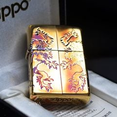 Zippo Đồng Cháy Khắc Sâu Sư Tử Hoàng Gia ZN07