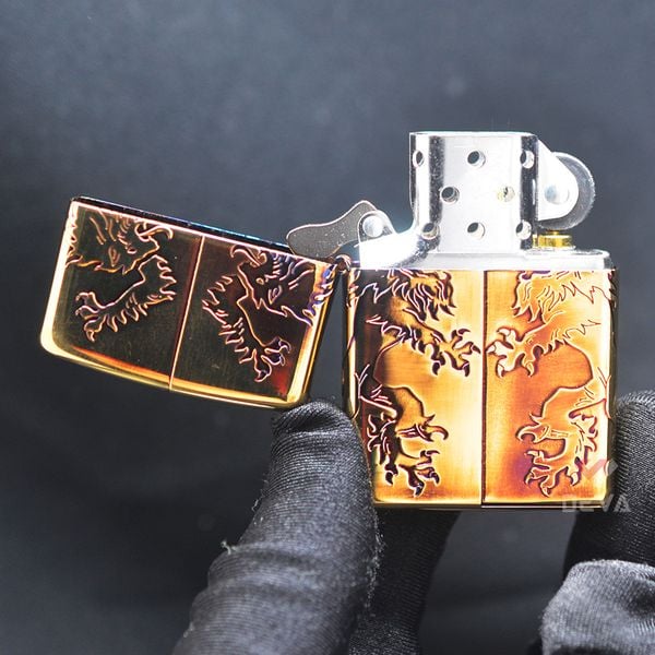 Zippo Đồng Cháy Khắc Sâu Sư Tử Hoàng Gia ZN07