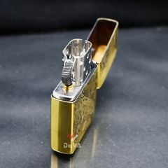 Zippo Khắc Nổi Cá Chép Đầm Sen 2 Mặt ZN80