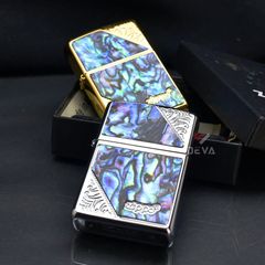 Zippo Khảm Trai Hoa Văn Góc Chéo ZN29