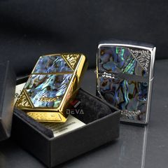 Zippo Khảm Trai Hoa Văn Góc Chéo ZN29