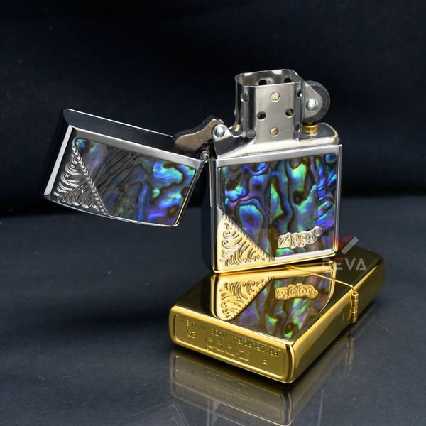 Zippo Khảm Trai Hoa Văn Góc Chéo ZN29