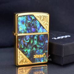 Zippo Khảm Trai Hoa Văn Góc Chéo ZN29
