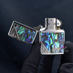 Zippo Khảm Trai Hoa Văn Góc Chéo ZN29