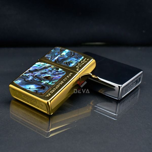 Zippo Khảm Xà Cừ Khắc Logo Cạnh Bên ZN39