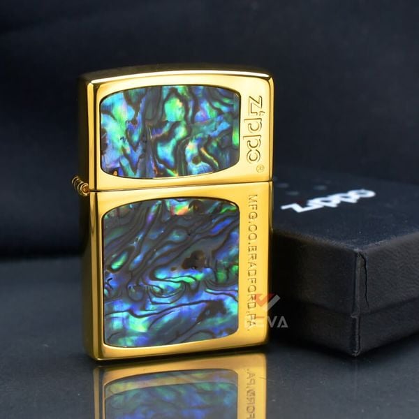Zippo Khảm Xà Cừ Khắc Logo Cạnh Bên ZN39