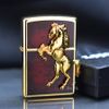 Zippo mạ vàng khảm mem ốp ngựa nổi ZN11
