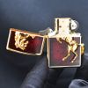 Zippo mạ vàng khảm mem ốp ngựa nổi ZN11