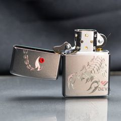 Zippo Satin Khắc Bọ Cạp Đính Đá ZN69