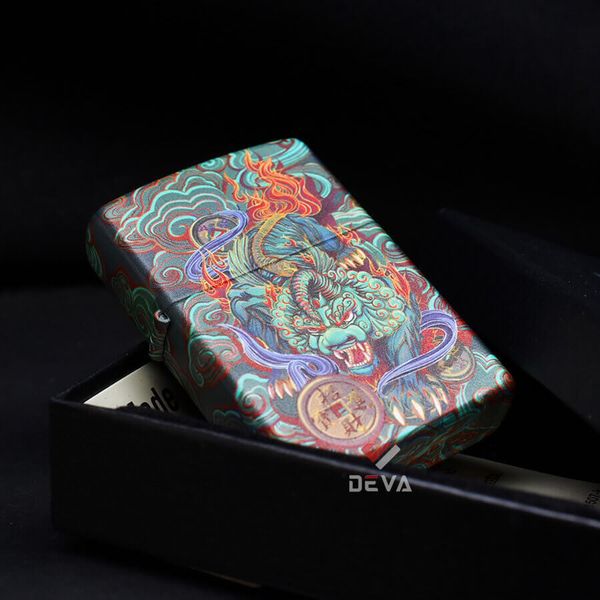 Zippo Sơn 5 Mặt Hình Tỳ Hưu May Mắn ZN45