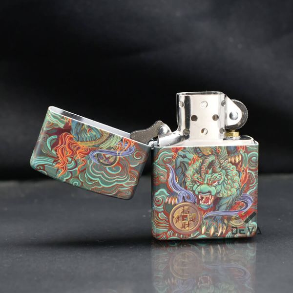 Zippo Sơn 5 Mặt Hình Tỳ Hưu May Mắn ZN45