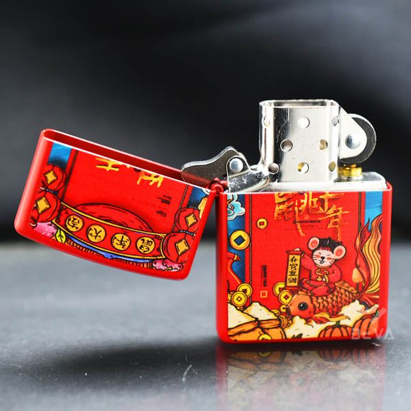 Zippo Sơn Chủ Đề Chúc Mừng Năm Tý ZN239