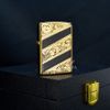 Zippo Sơn Mài Hoa Văn Mạ Vàng Kẻ Chéo ZN67