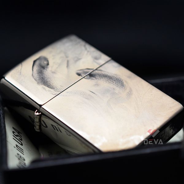 Zippo Tranh Thủy Mặc Cá Chép Vượt Vũ Môn ZK10