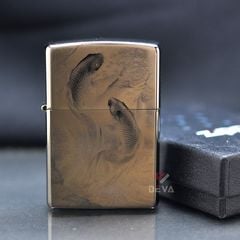 Zippo Tranh Thủy Mặc Cá Chép Vượt Vũ Môn ZK10
