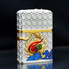 Zippo Vỏ Dày Ốp Nổi Kỳ Lân Đầu Rồng ZN84