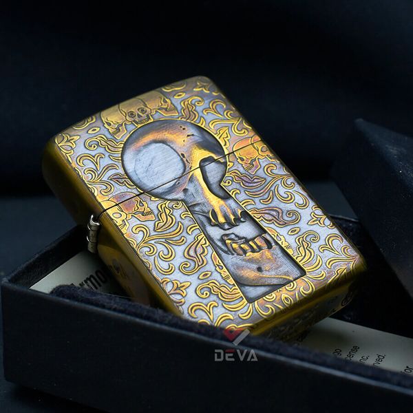 Zippo Armor Khắc Đầu Lâu Sau Lỗ Khóa ZD00