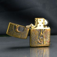 Zippo Armor Khắc Đầu Lâu Sau Lỗ Khóa ZD00
