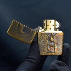 Zippo Armor Khắc Đầu Lâu Sau Lỗ Khóa ZD00
