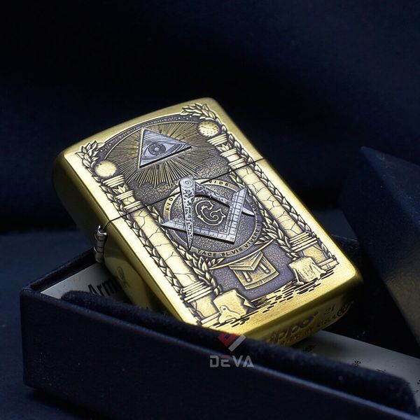 Zippo Amror Khắc Chủ Đề Hội Tam Điểm Freemasonry ZD15